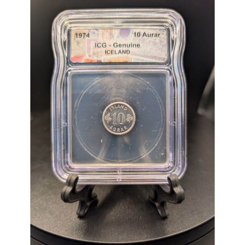 1974 Iceland 10 Aurar • ICG Genuine • Encapsulated World Coin